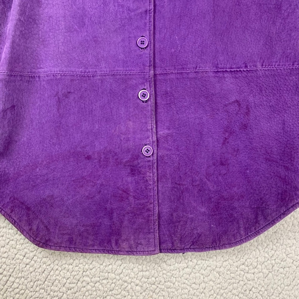 VTG Bagatelle Suede Shirt Womens Large Purple Genuine Leather Button Down Jacket - Picture 3 of 11